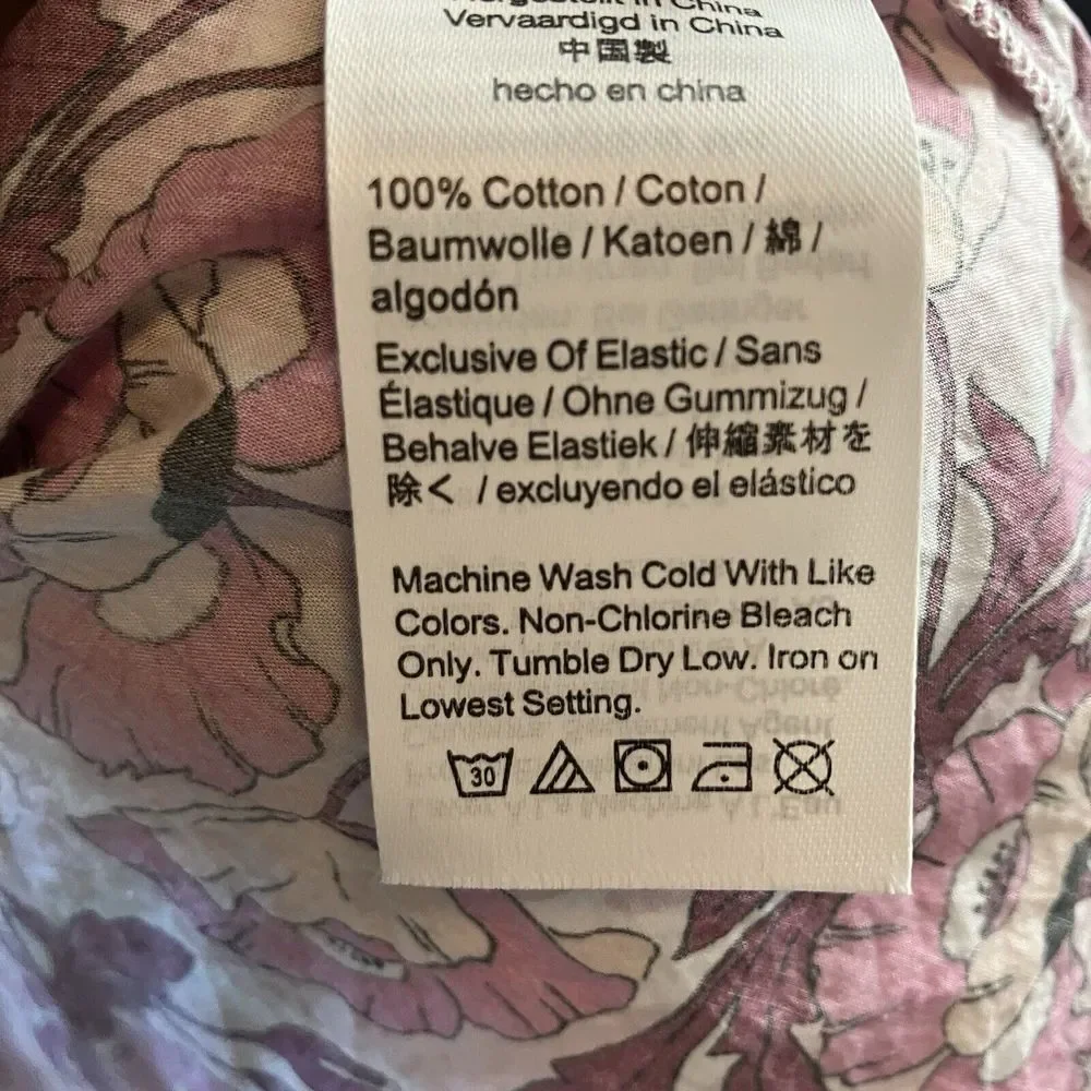 J.Crew Liberty Blouse Womens XS Smocked Button Back Top Bufferfield Poppy Preppy